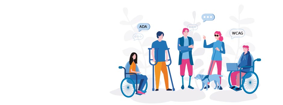 An illustration showing various people with disabilities.