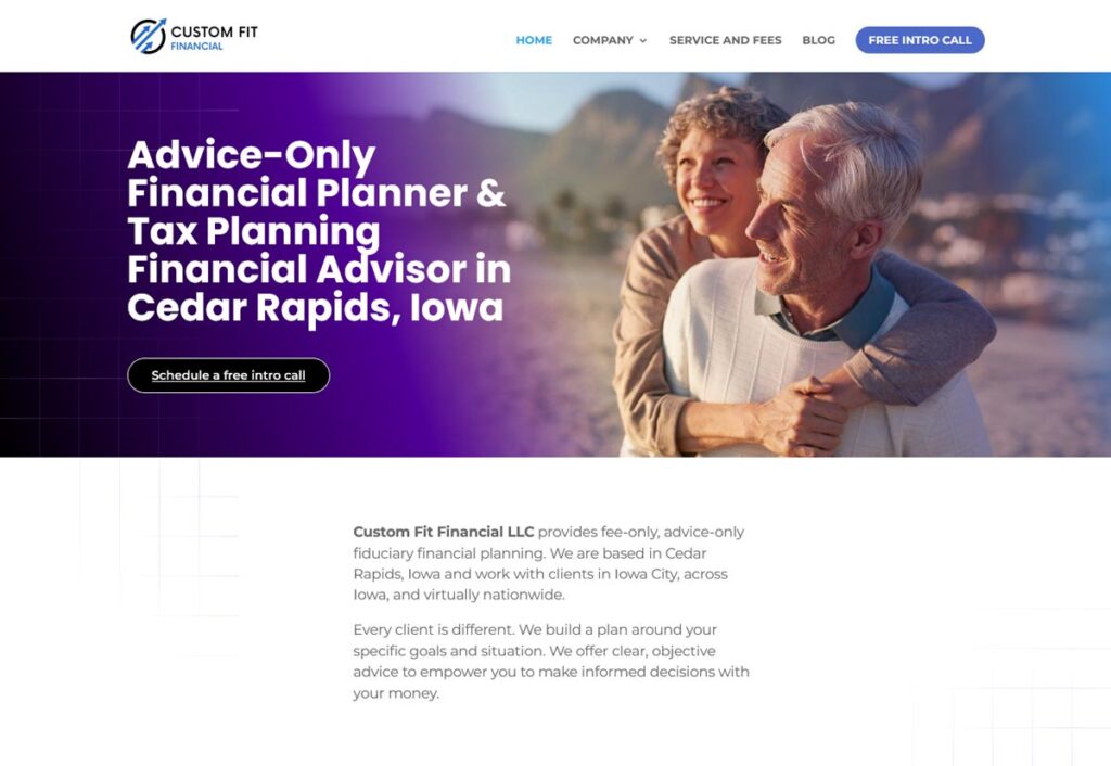 Custom Fit Financial home page