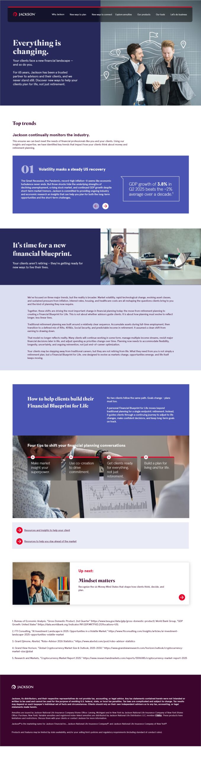 Jackson microsite page with blue colors